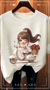 BAJU KAOS WANITA OVERSIZE BASIC LENGAN PENDEK PRINTING DTF VERPA PUTIH KATUN COMBED