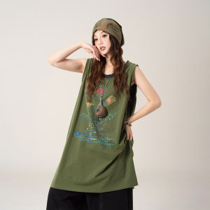 SHANGWEILUO | Đầm Dạ Hội In Xanh Lớp Lớp Không T Tay Cho Phụ Nữ Mùa Hè