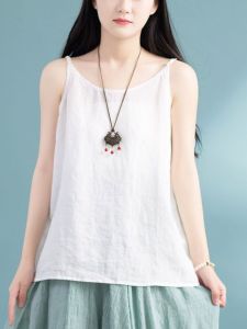 Summer Womens Linen Base Layer Vest Loose Sleeveless Top Small Strapless Casual Wear Comfortable Breathable Solid Color