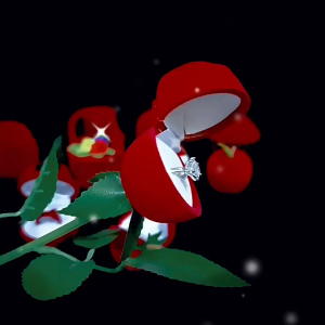 Noble Rose Ring Box - Flower Heart Engagement Ring Box for Proposal Ring Ceremony Wedding or Special Occasions (Red)