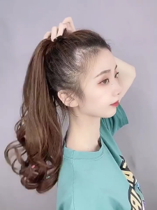 LOYO Long Wig Ponytail Womens Pear Flower Long Curly Big Wave Bandage 58CM/48CM/38CM Ponytail Braid