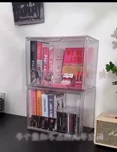 ~SG Seller~ Dust Proof Multi Storage Purposed Clear Stackable Plastic Storage Bins with Magnetic Attraction Lid Toy Storage Box Dustproof Book & Cosmetic Display Cases Large Figures Collectibles Showcase Shoe Box Protection Organizer for Bags