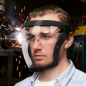 Transparent Full Faceshield Acrylic Anti Fog Dustproof Full Face Safety Goggles Reusable Eye Face Shield Protection with Filters Safety Glasses