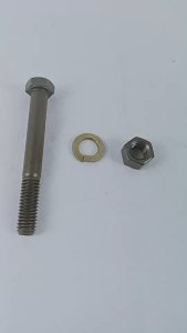 04076 น็อต 3/8×3 นิ้ว (3หุน) น็อตดำ+น็อตตัวเมีย+แหวนสปริง เหล็กอย่างดี