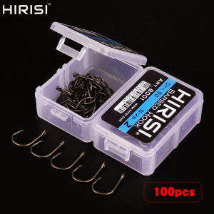 Hirisi 100pcs Barbed  Coated Carp Fishing Hooks with Eye Design in Japan Made by High Carbon Steel 8001 with Spliceable Box