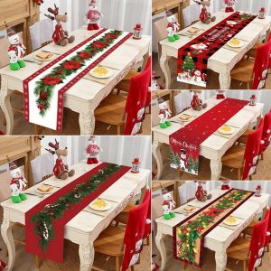 Christmas Table Runner Cloth Merry Christmas Decoration for Home Tablecloth Xmas Ornament Navidad Natal