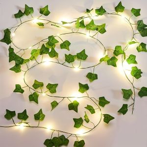 Artificial Ivy Vine Fairy String Lights Green Leaf Garland Light Battery Powered 2/5m for Bedroom Wedding Boho Party Home Decor