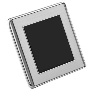 saklar lampu modern hitam silver stainless 1 gang 1way