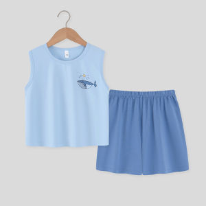 MiiOW | Bộ đồ ngủ cotton mùa hè không tay quần short cho bé trai MiiOW Cat Man Lenzing Cotton Home Clothes mặc ngoài trời