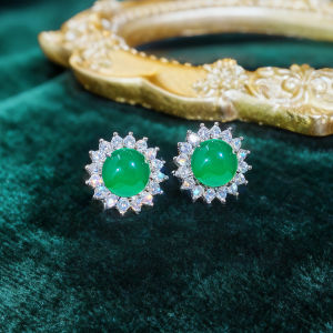 Sequito Cô Dâu Thanh Lịch tiệc cưới Bạc Colorear Đồ Trang Sức Pave Vòng Màu Xanh Lá Cây Aaa Tổng Hợp Zirconia khuyên nụ Bạc Trang Trí Se1002