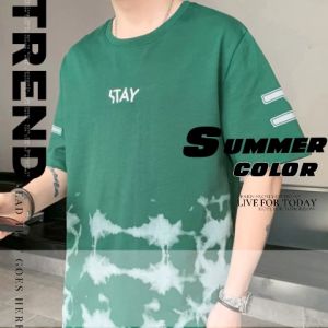 LHSunday เสื้อยืดคอกลม ยืดแฟชั่น ผู้ชาย สบาย ๆ แบบ ผ้านูมยืด คอกลมสกรีน ลายมัด ย้อมน้อย แต่มาก สีทุกโอกาส หล่อ เท่ก ใครดูดี ลดความเสี่ยงทุกๆ วัน