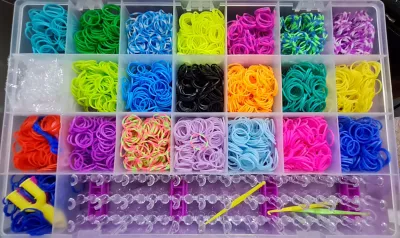 Arts Crafts Loombands DIY Kit Toy Bracelet Rubber Bands 28 Plaids