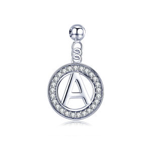 BAMOER ขายดี100% 925เงินสเตอร์ลิงแบบวินเทจ A ถึง Z ตัวอักษรลูกปัดสร้อยข้อมือและสร้อยคอ DIY เครื่องประดับ BSP001 Mar