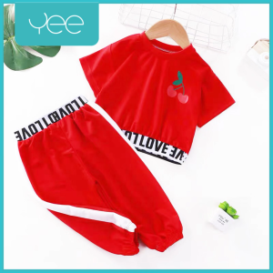 YeeShop เสื้อผ้าเด็ก ชุดวอร์มแขนสั้นเข้าชุด เนื้อผ้าสแปนเด็กซ์ ไซส์ 90#/6-12เดือน 100#/12-18เดือน 110#/18-24เดือน 120#/2-3ปี 130#/3-4ปี 140#/4-5ปี 150#/5-6ปี (1103)