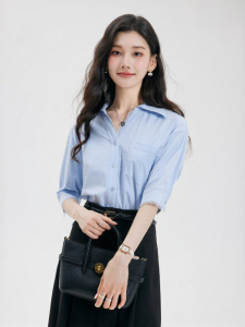 Womens Loose Collar French Style Shirt for Office Wear