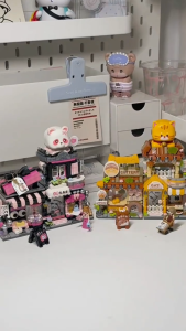 LOZ IDEAS Block 1377 / 1378 Street Mini Cat Grooming Room Panda Present Shop Series Decoration Building Brick Toy