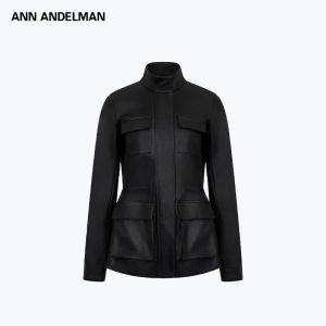 ANN ANDELMAN | Premium Drawstring Waist Black Leather Jacket