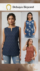 DEBAYU Nayo Sleeveless Cotton Short Top for Ladies Tunic/Blouse Size XS to XL Malaysia