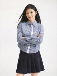 Hotwind | Floral Patterned Plaid Long Sleeve Womens Shirt