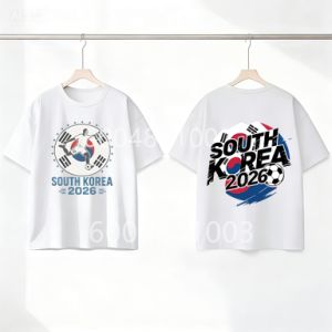 Korea Flag Retro Style Graphic Children Shirt Kid Boys Girls Summer Cotton Short Sleeve Little Soccer Fan Casual Daily Wear