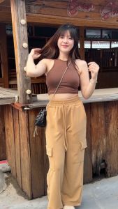 PRP x SPN เสื้อครอปกล้าม ทรงรัดรูป ผ้าเรย่อน ยืดเยอะ รุ่นกล้ามโบตั๋น