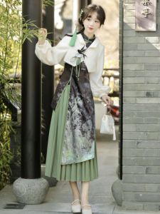 Bộ Váy Hanfu Mới Có Họa Tiết Gradient Bộ Đồ Hai Mảnh Phong Cách Trung Hoa Cổ Điển Dành Cho Phụ Nữ Từ 18 Đến 25 Tuổi Mùa Thu Năm 2024