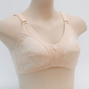 Áo Ngực Ren Cotton Siêu Mỏng Mùa Hè Cho Phụ Nữ Trung Niên Và Cao Tuổi Không Có Vòng Thép Kiểu Dáng Cổ Chữ V Chất Liệu Satin