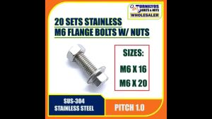 20 Sets High-Quality Stainless Steel M6 Flange Bolts with Nuts M6x16/M6x20 SUS-304 New