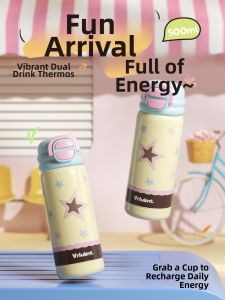 VRIUKNT | Portable Aesthetic Straw Insulated Cup for Girls