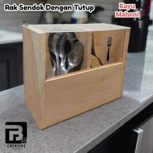 Cutlery Holder Wadah Tempat Penyimpanan Sendok Garpu Dengan Tutup