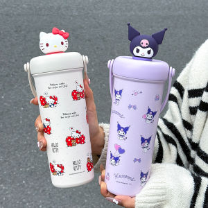 Sanrio | 1pc HelloKitty Insulated Cup 700ml with Tea Compartment & Straw Portable Handle Outdoor Travel Thermal Water Bottle