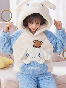 Bộ Đồ Ngủ Bằng Vải Nỉ Coral Dày Dặn Cho Trẻ Em Mùa Thu Đông Áo Len Lót Lông Cừu Cho Bé Gái Bộ Đồ Mặc Nhà Bằng Vải Nỉ Fleece