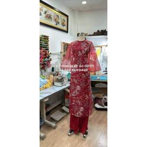 [ SẴN HÀNG - HOẢ TỐC 2H ] ÁO DÀI NỮ ĐỎ VOAN TƠ 4 TÀ THUỶ MẶC TAY LOE MẶC ĐI TIỆC  CƯỚI HỎI
