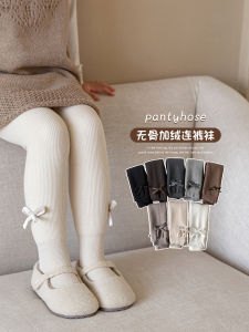 Thickened Fleece Winter Leggings for Girls Autumn Winter Outfit Children Base Layer Socks Korean Style Baby Bottom Pants