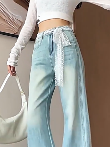 Heabety  Y2k ที่ไม่ซ้ำใครสายรัดเอวลูกไม้ลายดอกไม้ผูกเข็มขัดเอวชุดเดรสบางกางเกงยีนส์เข็มขัดลูกไม้ผ้าพันคอผมเครื่องประดับผม