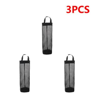 Punch Free Hanging Garbage Bag Holder Black Grid Mesh Storage Organizer Wall Mount Kitchen Bathroom Expandable Capacity Handy