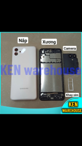 SS A04 Bộ Vỏ gồm Nắp lưng Khung xương Khay sim Kính cam Nút phím Samsung Galaxy A04 - KEN warehouse