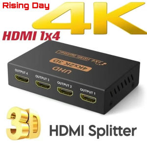 1x4 HDMI Splitter 4Kx2K 3D Ultra HD High Definition Port Splitter Amplifier 1 in 4 Out Box HDMI Switcher Port Box 1080P HD