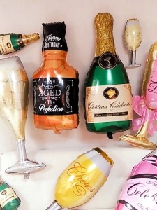 DINOSO Balon Foil Jumbo Tema Minuman Party Wine Alkohol Sampanye Wiski Beer Champagne Alcohol Wishkey Bottle untuk Acara Pesta Ulang Tahun Dewasa