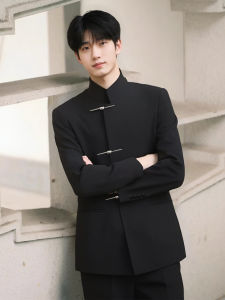 New Chinese Style Wedding Suit Mens Youth Cheongsam Western Suit Set Marriage Ceremony Traditional Chinese Wedding Gown