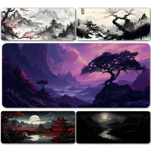 Bandai | Silicone Mouse Pad with Mountain View and Sunset Design Large Keyboard Mat Topographic Map Style Mouse and Keyboard Pad