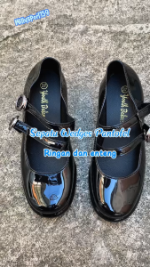 Sepatu Sandal Wanita Trendi Pantopel Kerja Dan Berpergian Motif Gesper Dua Glossy