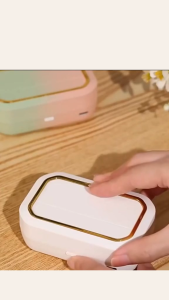 Portable Ultrasonic Contact Lens Cleaner 49kHz Rechargeable Lens Care Case with LED Display and Timer