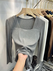 ทันสมัย สี่เหลี่ยมจัตุรัส ปกเสื้อ สลิมฟิต สีทึบ ผ้าริบ เสื้อผ้าถัก หลากหลาย Brand Discount เสื้อผ้าผู้หญิง แท็กถอดออกจากเคาน์เตอร์