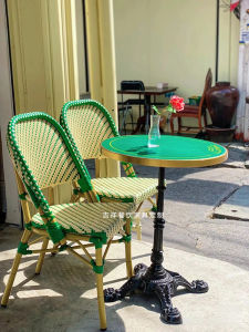 French Style Outdoor Table And Chair Set Waterproof Sun Protection Southeast Asian Restaurant Courtyard Open Garden Wicker Chair
