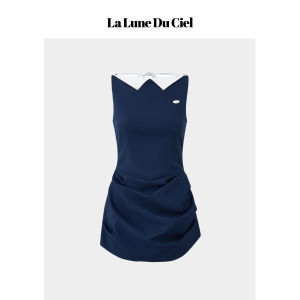 La lune Du ciel | Đầm Mini Phong Cách Retro Màu Khối