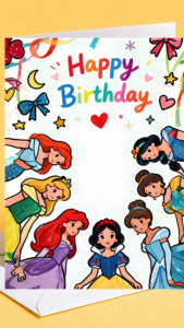 Pretty Disney Princess Happy Birthday Cute Cartoon Greeting Card