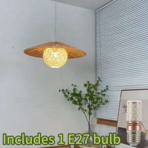 RNG-Lighting Handwoven Pendant Light Modern Bamboo Lantern Chandelier Rattan Chandelier Dining Lamp