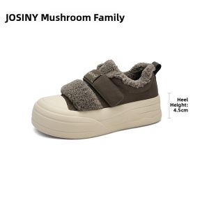 Josiny | Thick Sole Plush Lined Warm Casual Shoes Magic Tape