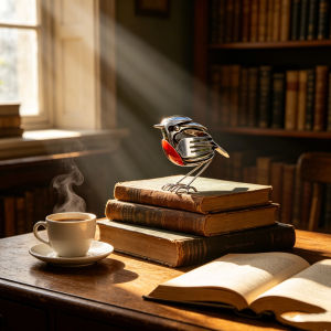 Red Chest Robin Figurine Unique Scrap Cutlery Metal Mini Collectible Ornament For Bookshelf Study Desktop Window Sill Home Decor